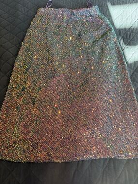 Style Rack Iridescent Sequin A-Line Skirt in Purple and Green